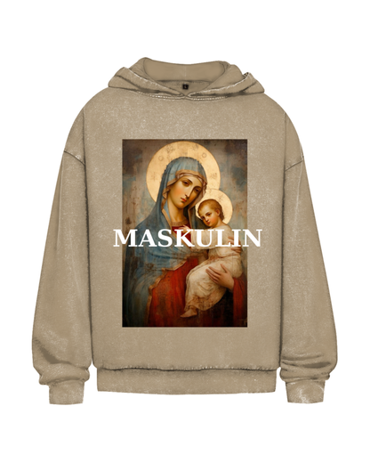 Masculine | Oversized washed hoodie (front print)