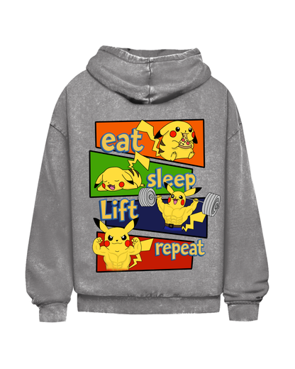 Eat Sleep Lift Repeat | Oversized washed hoodie