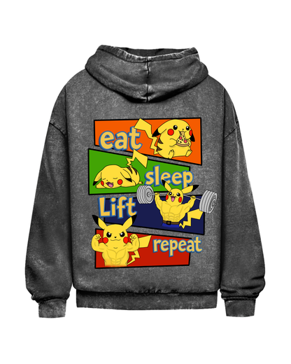 Eat Sleep Lift Repeat | Oversized washed hoodie