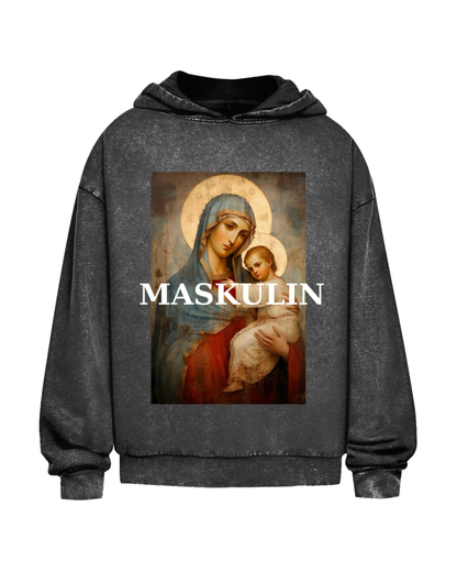 Masculine | Oversized washed hoodie (front print)