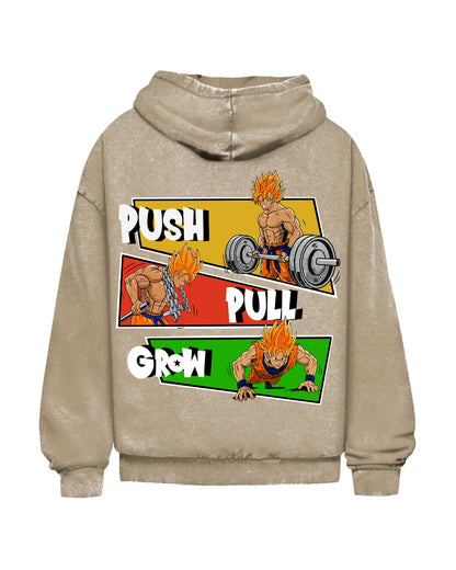 Push Pull Grow | Oversized Washed Hoodie