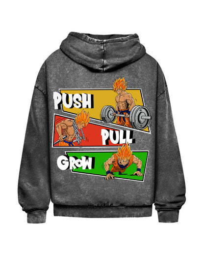 Push Pull Grow | Oversized Washed Hoodie