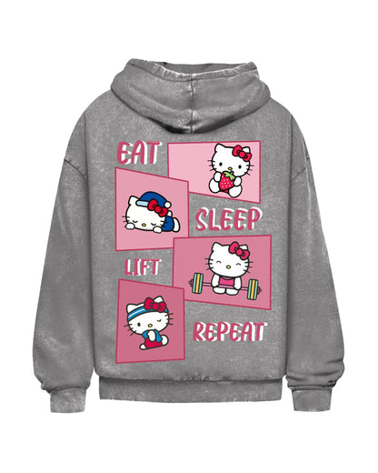Eat Sleep Lift Repeat 3.0 | Oversized Washed Hoodie