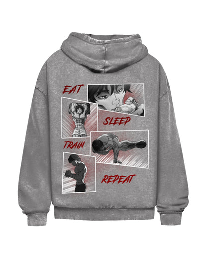 Eat Sleep Train Repeat | Oversized washed hoodie