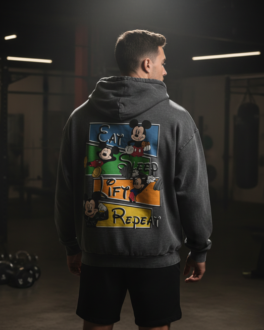 Eat Sleep Lift Repeat 2.0 | Oversized washed hoodie