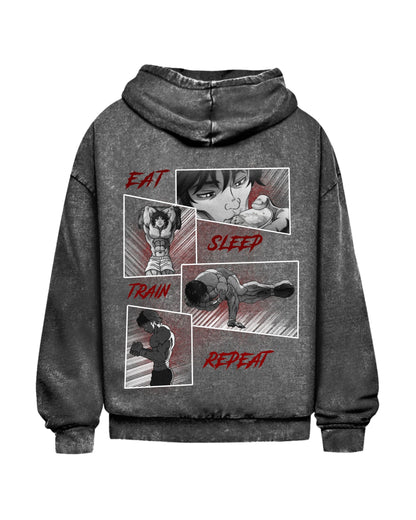 Eat Sleep Train Repeat | Oversized washed hoodie