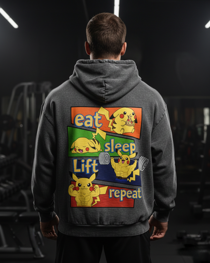 Eat Sleep Lift Repeat | Oversized washed hoodie