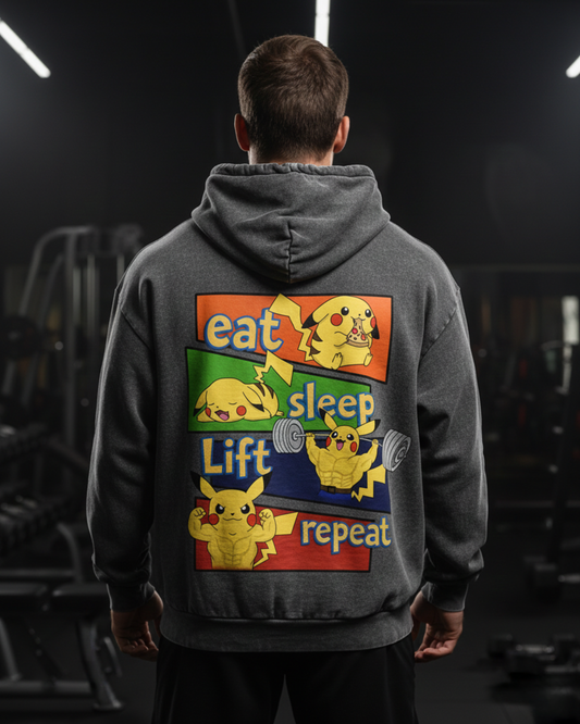 Eat Sleep Lift Repeat | Oversized washed hoodie