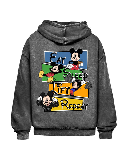 Eat Sleep Lift Repeat 2.0 | Oversized washed hoodie
