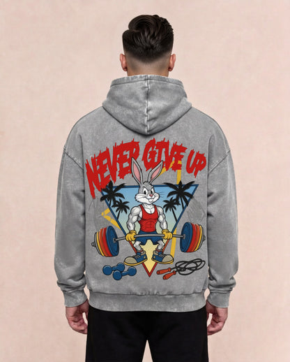 Never Give Up | Oversized Washed Hoodie