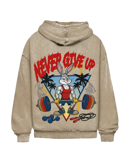 Never Give Up | Oversized Washed Hoodie