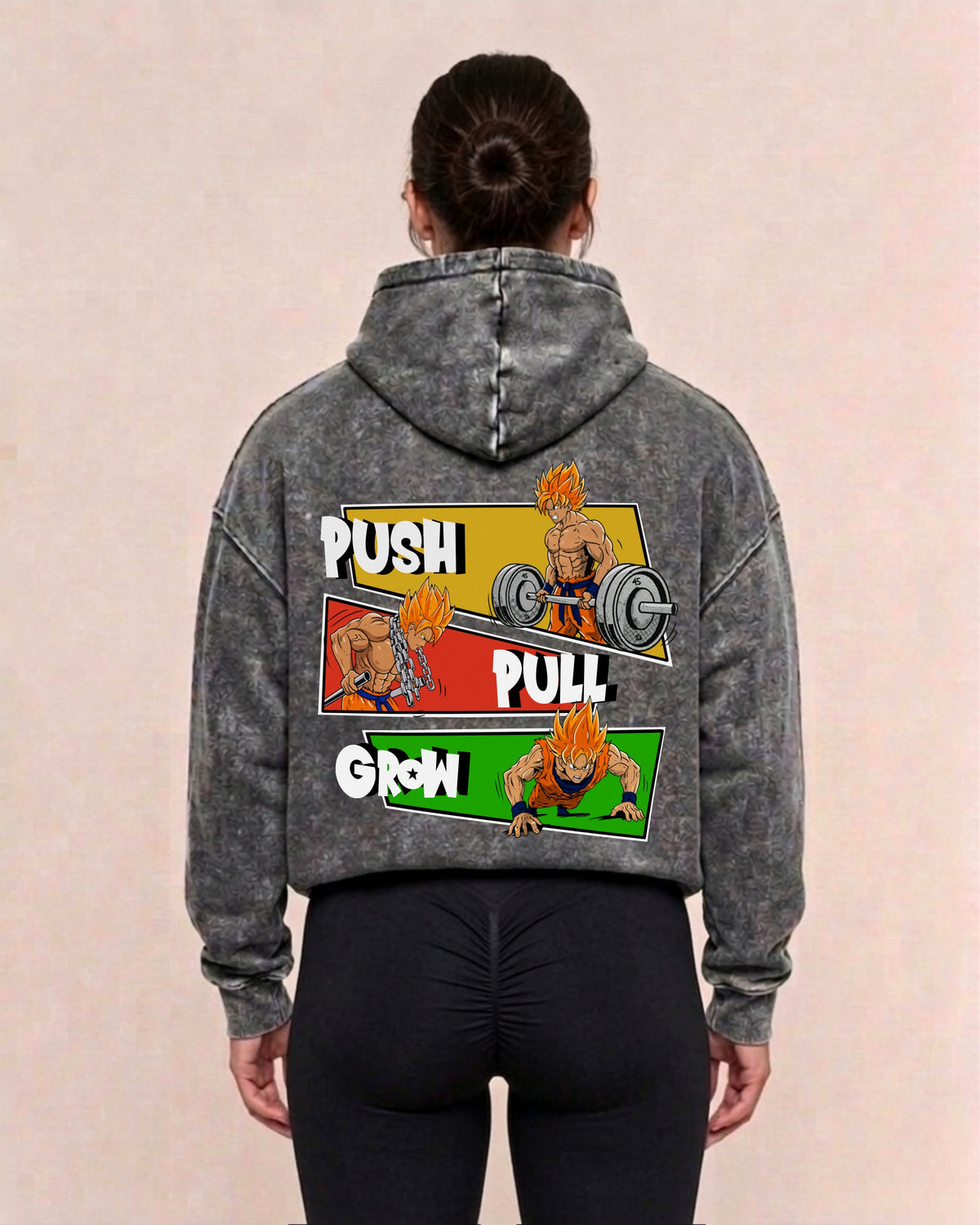 Push Pull Grow | Oversized Washed Hoodie