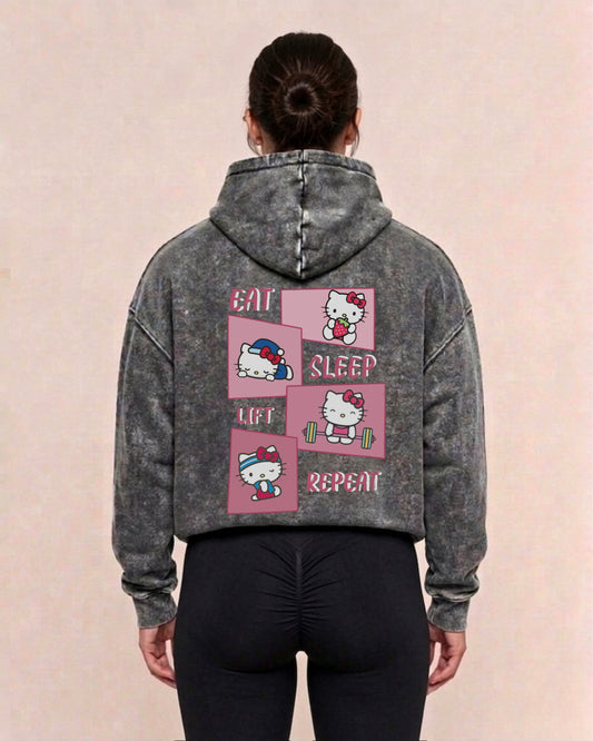 Eat Sleep Lift Repeat 3.0 | Oversized Washed Hoodie