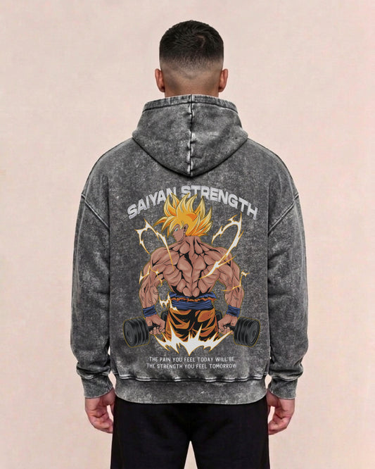 Saiyan Strength | Oversized washed hoodie