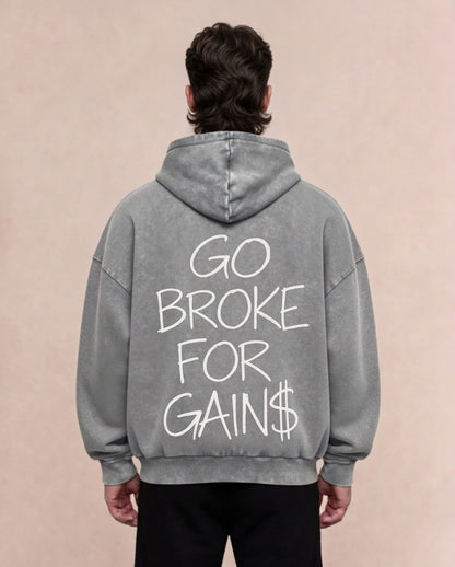 Go Broke | Oversized Washed Hoodie