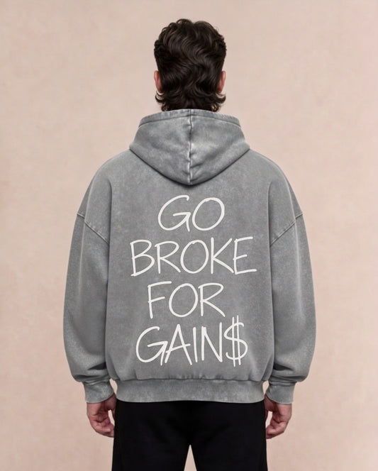 Go Broke | Oversized Washed Hoodie