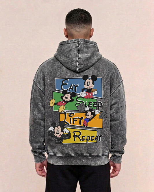 Eat Sleep Lift Repeat 2.0 | Oversized washed hoodie