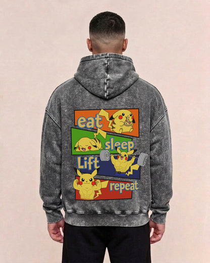 Eat Sleep Lift Repeat | Oversized washed hoodie