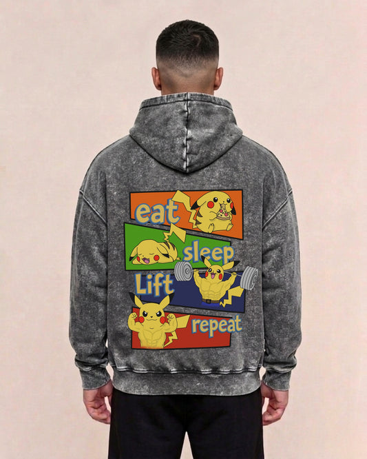 Eat Sleep Lift Repeat | Oversized washed hoodie