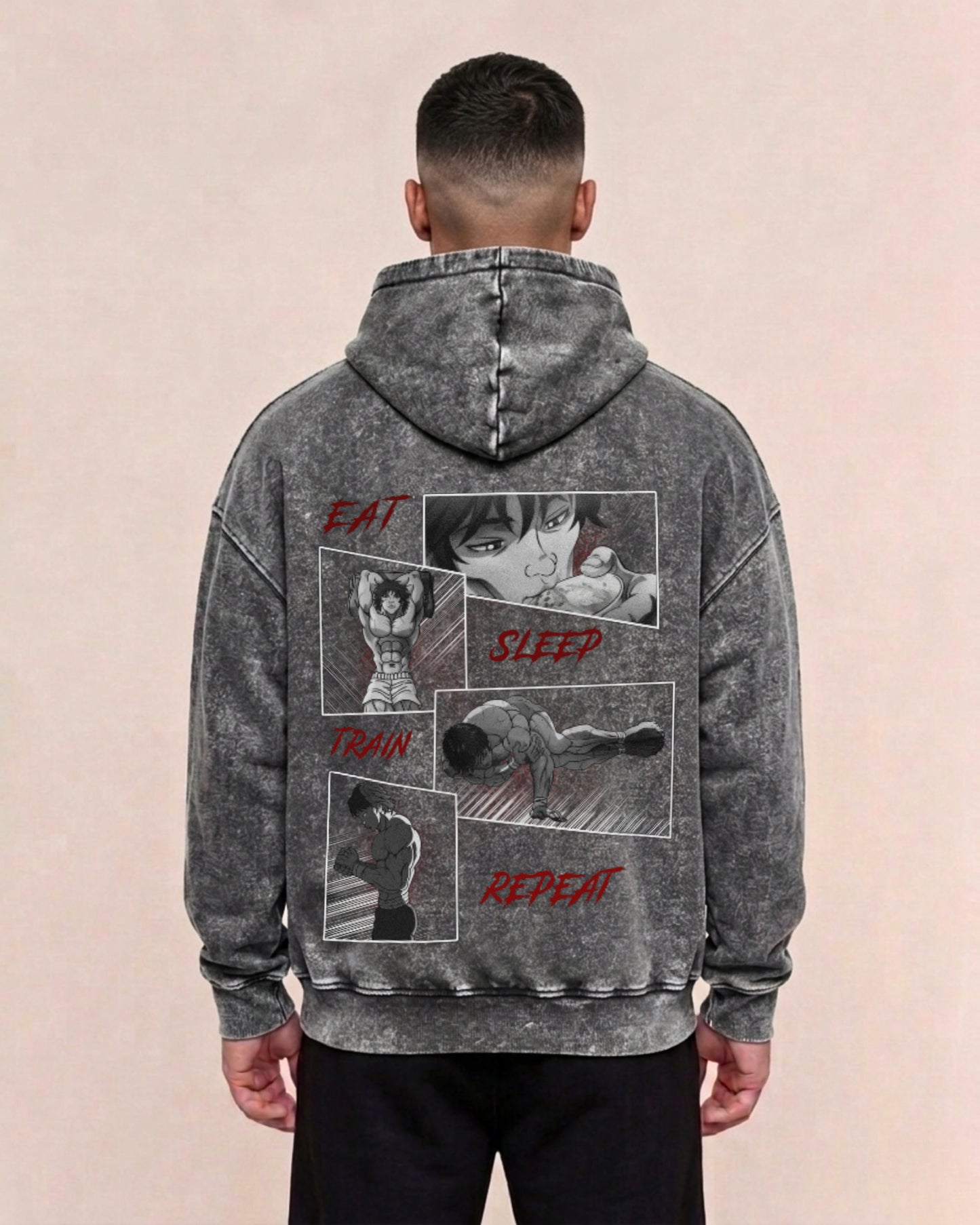 Eat Sleep Train Repeat | Oversized washed hoodie