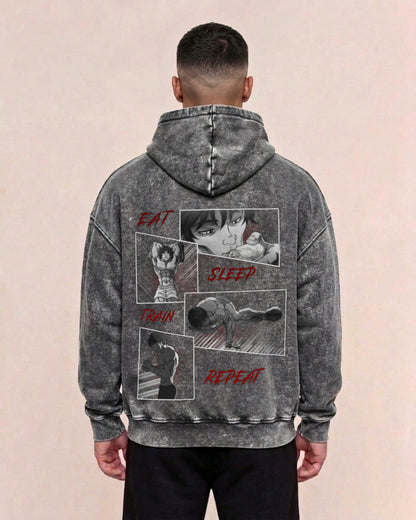 Eat Sleep Train Repeat | Oversized washed hoodie