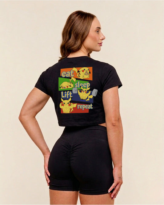 Eat Sleep Lift Repeat | Oversize Crop Top