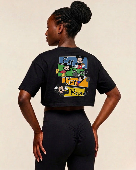 Eat Sleep Lift Repeat 2.0 | Oversize Crop Top