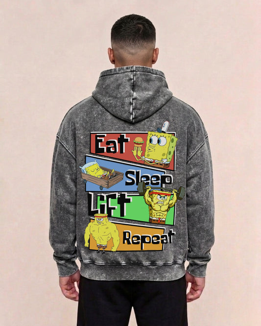 Eat Sleep Lift Repeat 3.0 | Oversized Washed Hoodie